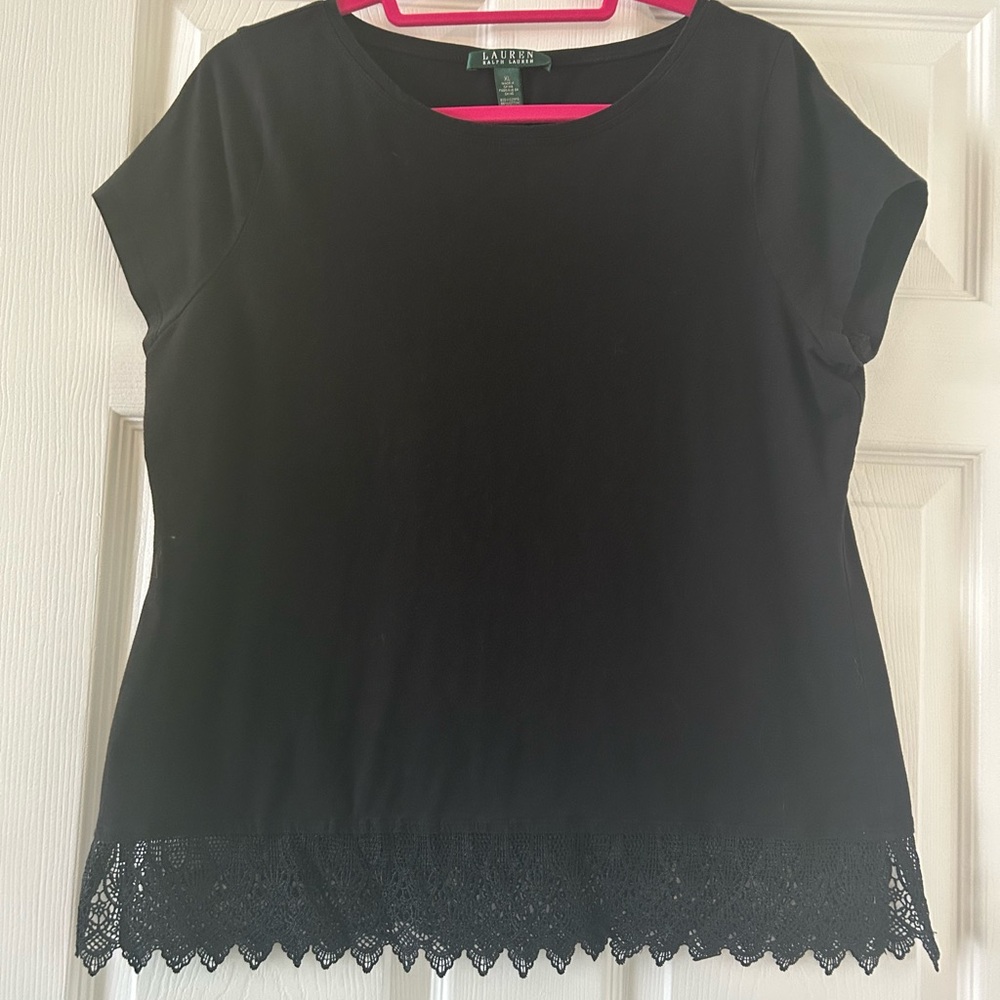 Ralph Lauren Black Top with Lace Detail